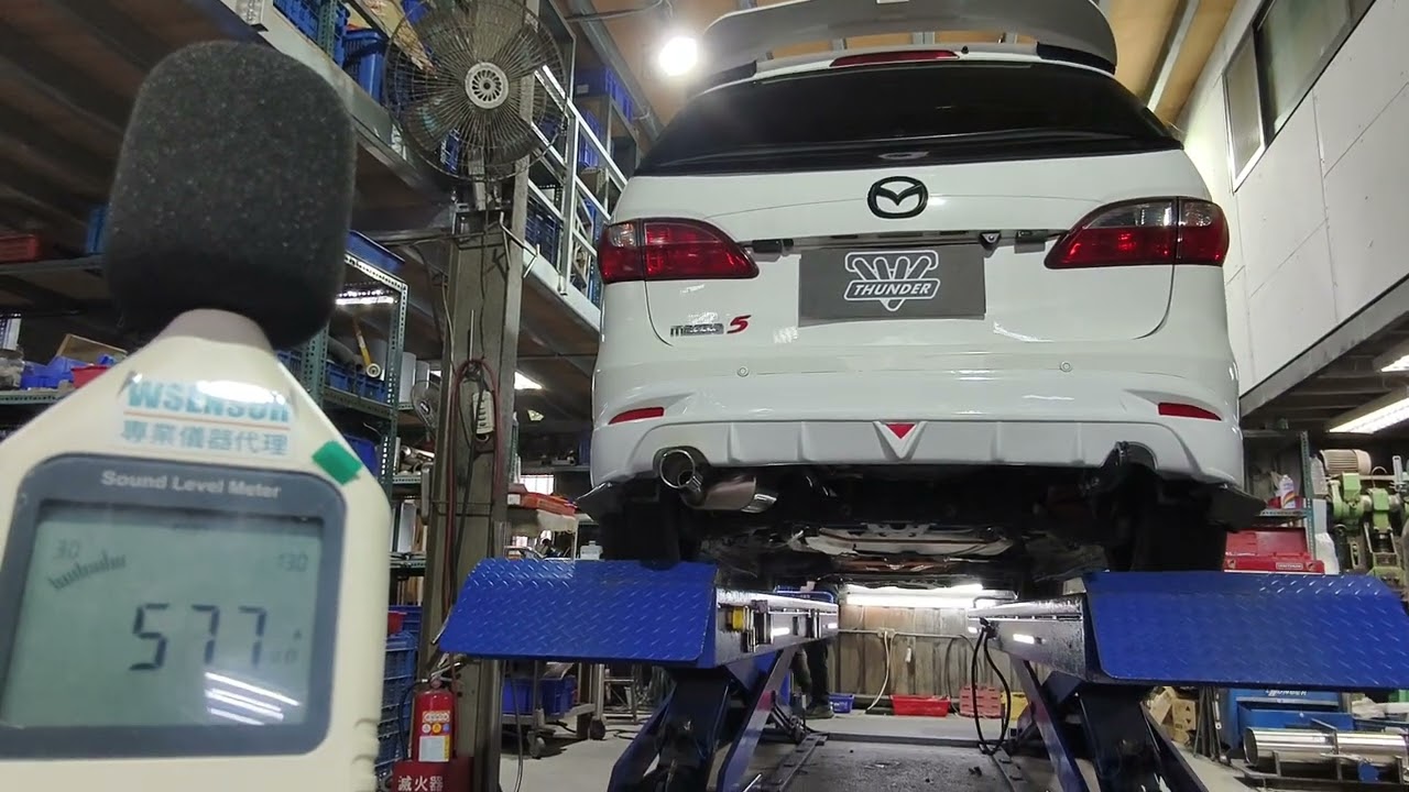 雷力 MAZDA 2016 MAZDA5 2代 2.0NA 頭段含金屬觸媒.低調版單桶單出超跑尾段-尾飾白鐵φ89. 他牌中消+扭力棒 | THUNDER Header+Cat., Muffler