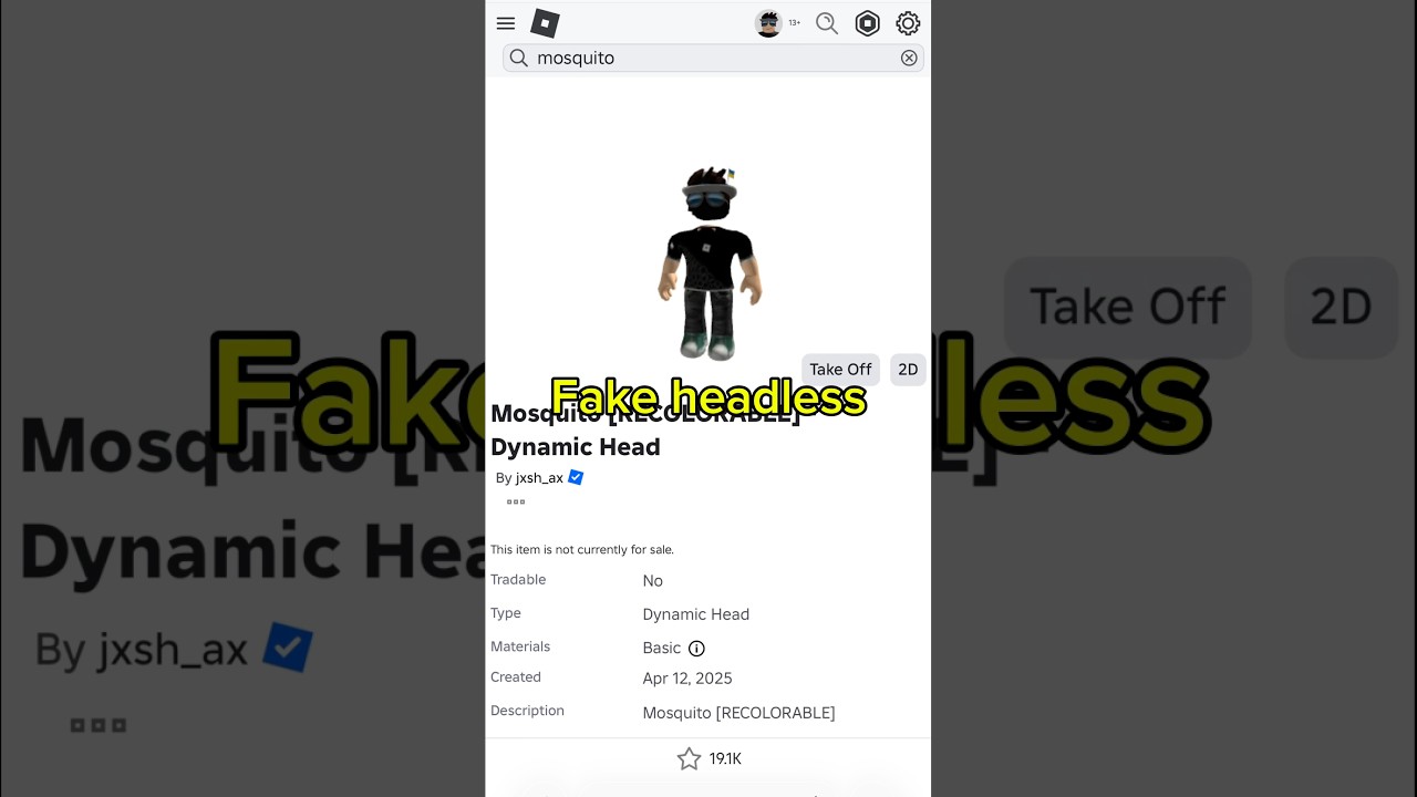 Как получить фальшивого Безголового в Roblox в 2026 году (не исправлено)😱 #roblox #headless #fake...