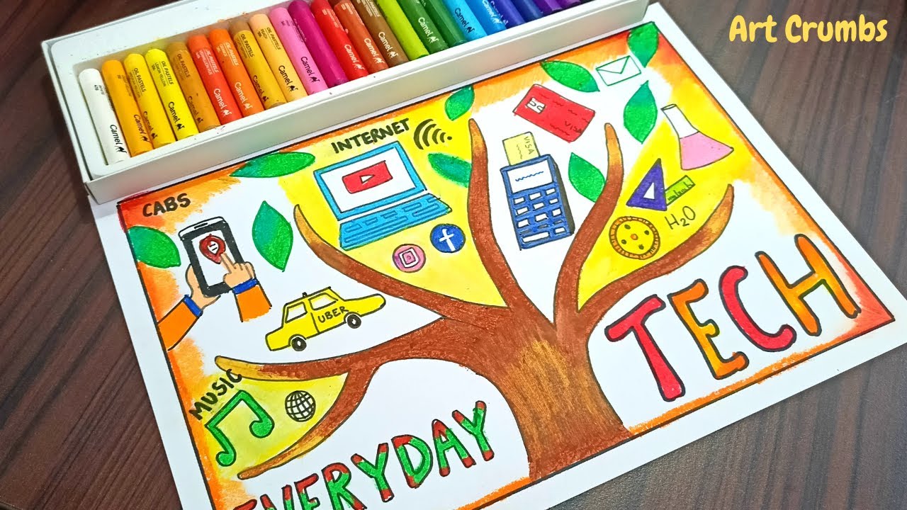 Science and Technology poster|Digitalisation in daily life poster| Innovations in Technology drawing