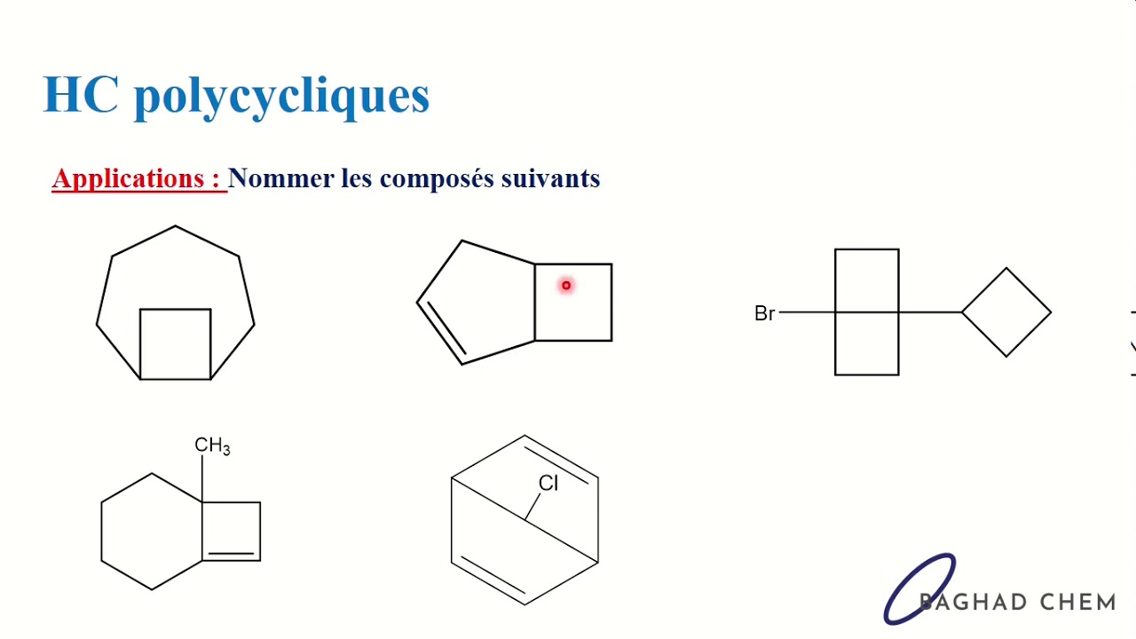 Chimie organique 1 - Chapitre 1 : Nomenclature - Part 6 : HC polycycliques  avec exercices