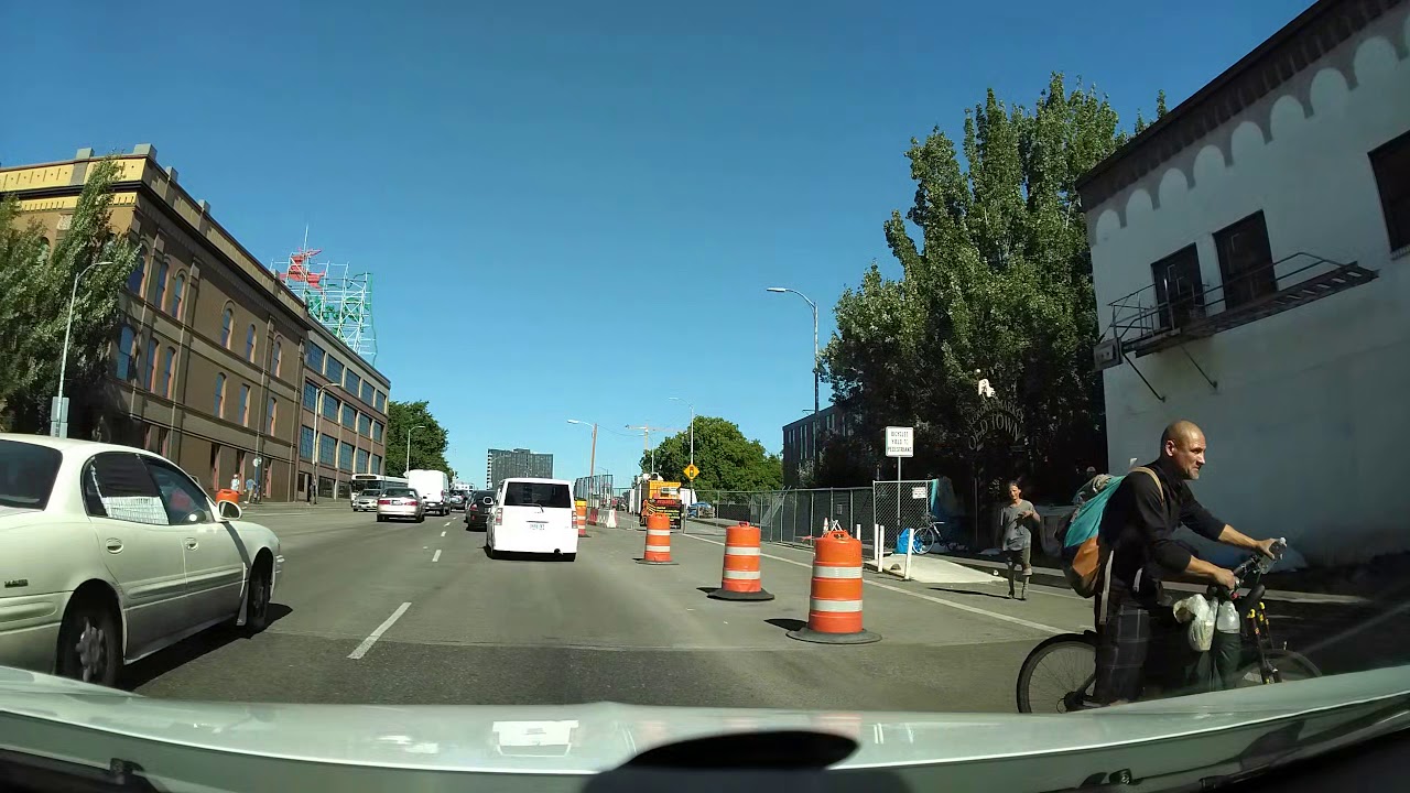 Bike crossing middle of the road