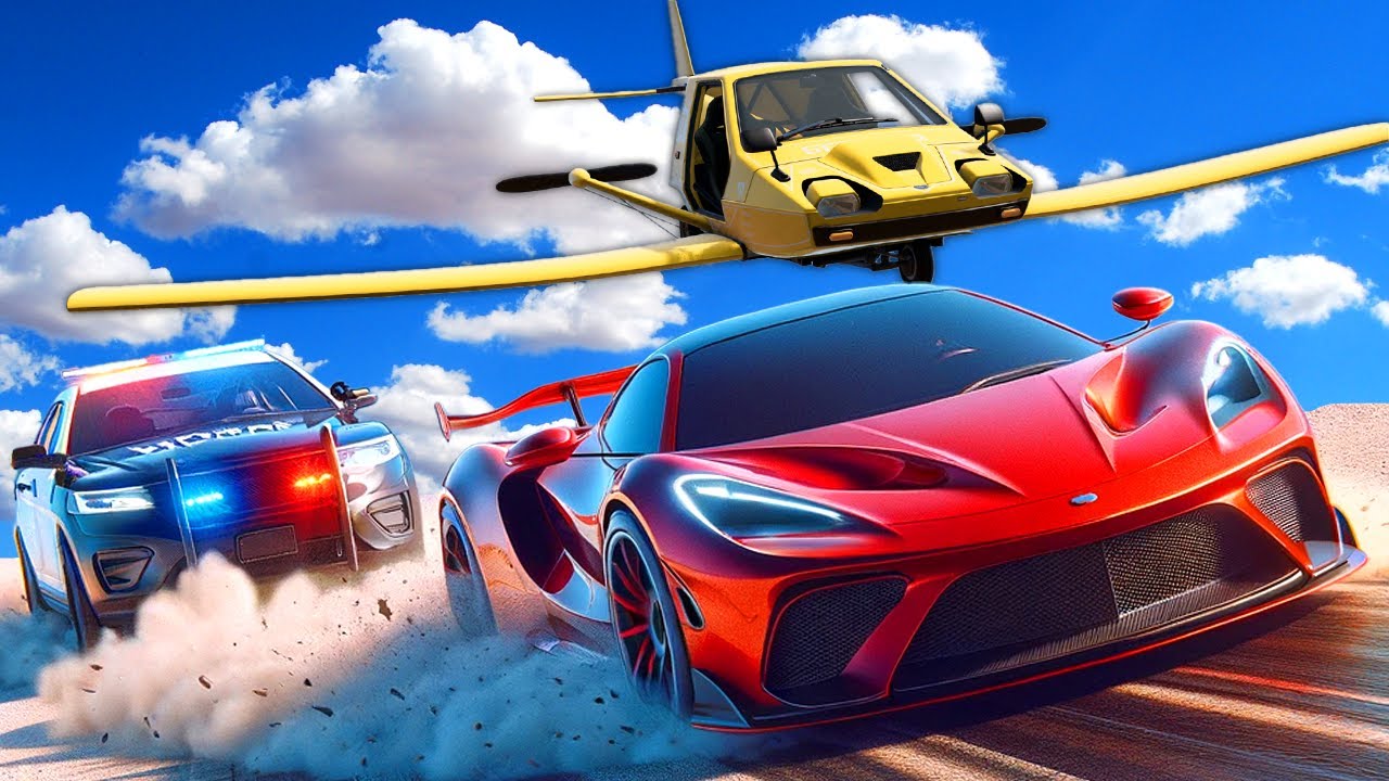 We Escaped the Police Using a FLYING CAR in BeamNG Drive Mods!