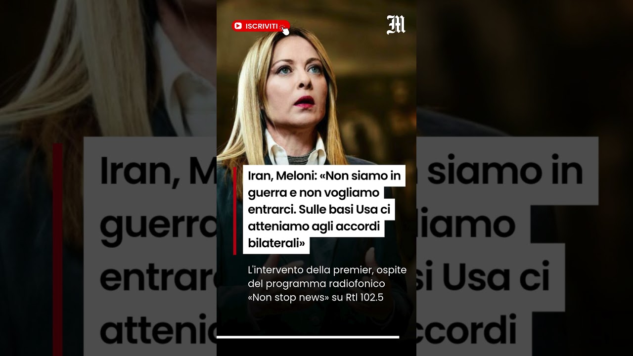 Iran, Meloni: &laquo;Non siamo in guerra e non vogliamo entrarci&raquo;