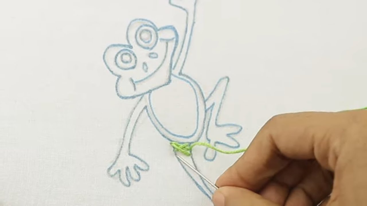 how to embroider a frog * como bordar una rana * crewel embroidery * hand embroidery frog design