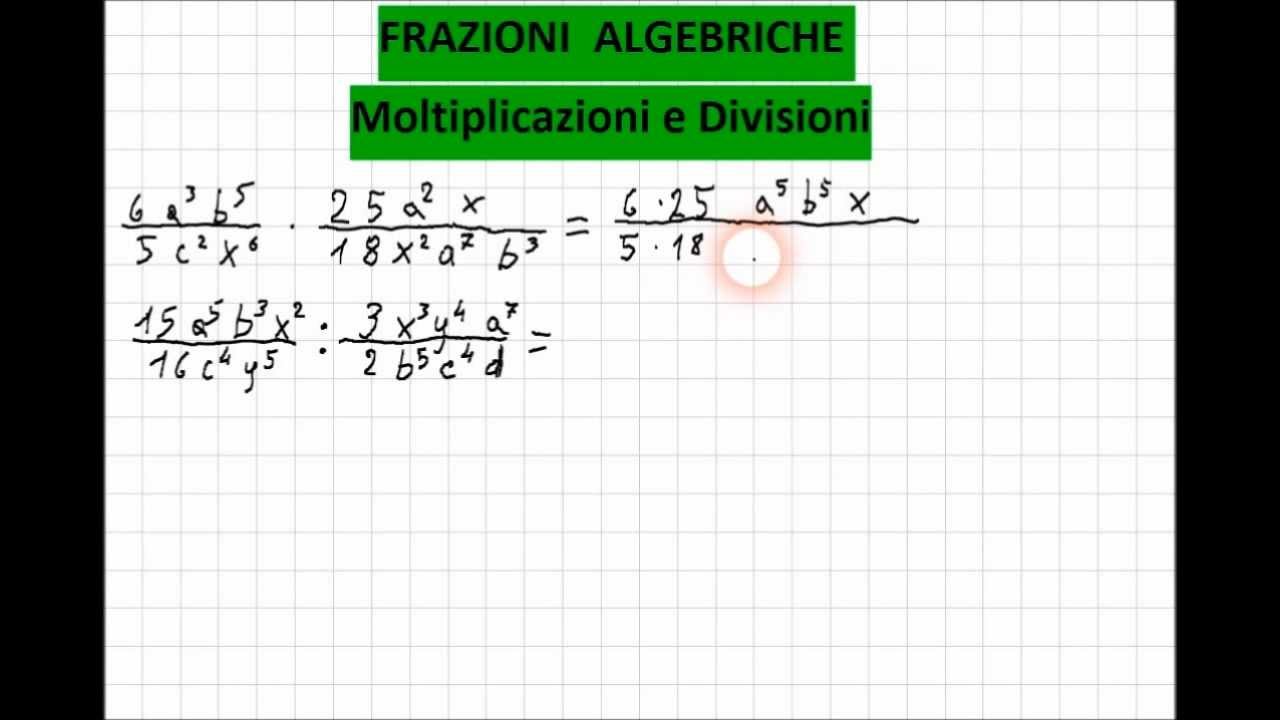 Moltiplicazioni e Divisioni di Frazioni Algebriche - MONOMI