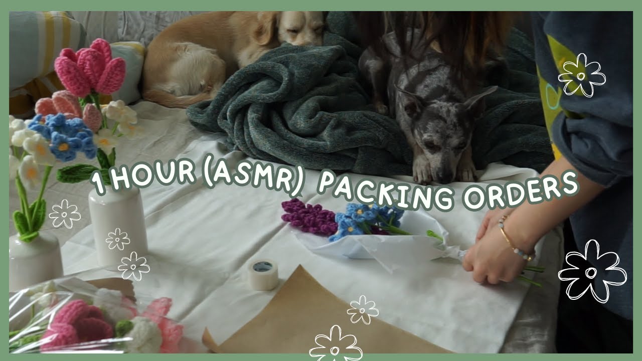 🌷1H ASMR Packing Orders 🌷Wrapping Bouquets, Crinkley-Paper Sounds 🌷 Body Doubling Productivity! 🌷
