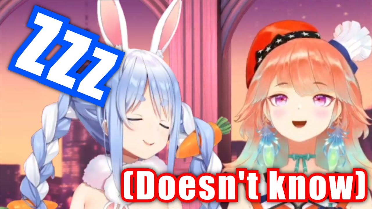 Pekora falling asleep during Kiara's Holotalk interview
