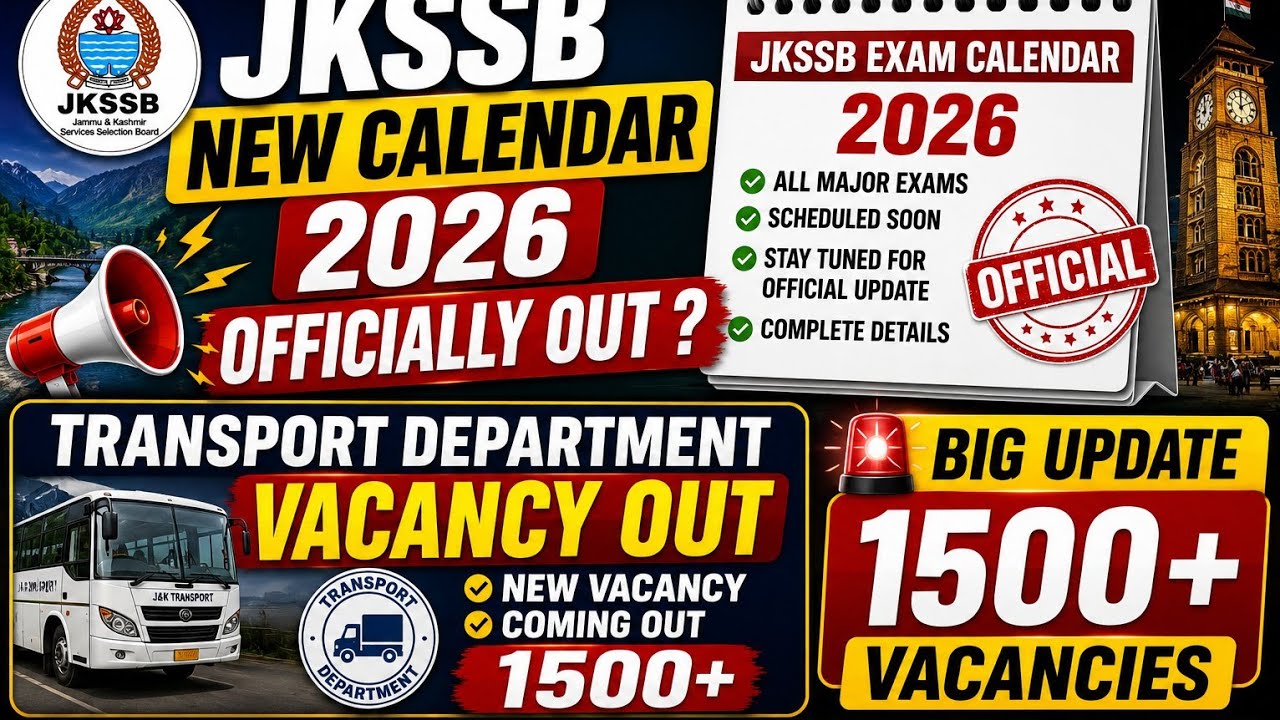 🚨 JKSSB New Calendar 2026 Officially Out? | JKPSI & FAA Exam Update Transport Department Vacancy