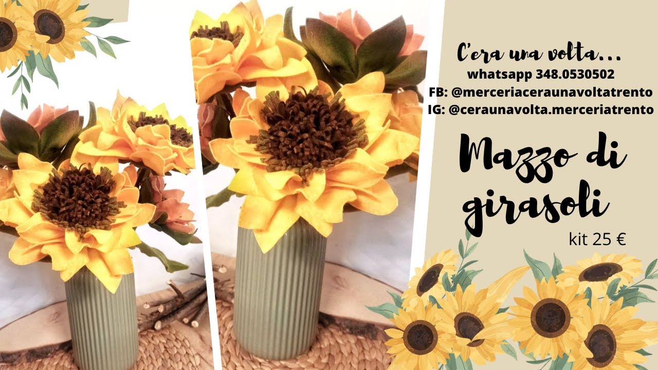TUTORIAL MAZZO DI GIRASOLI IN PANNOLENCI - fatto a mano
