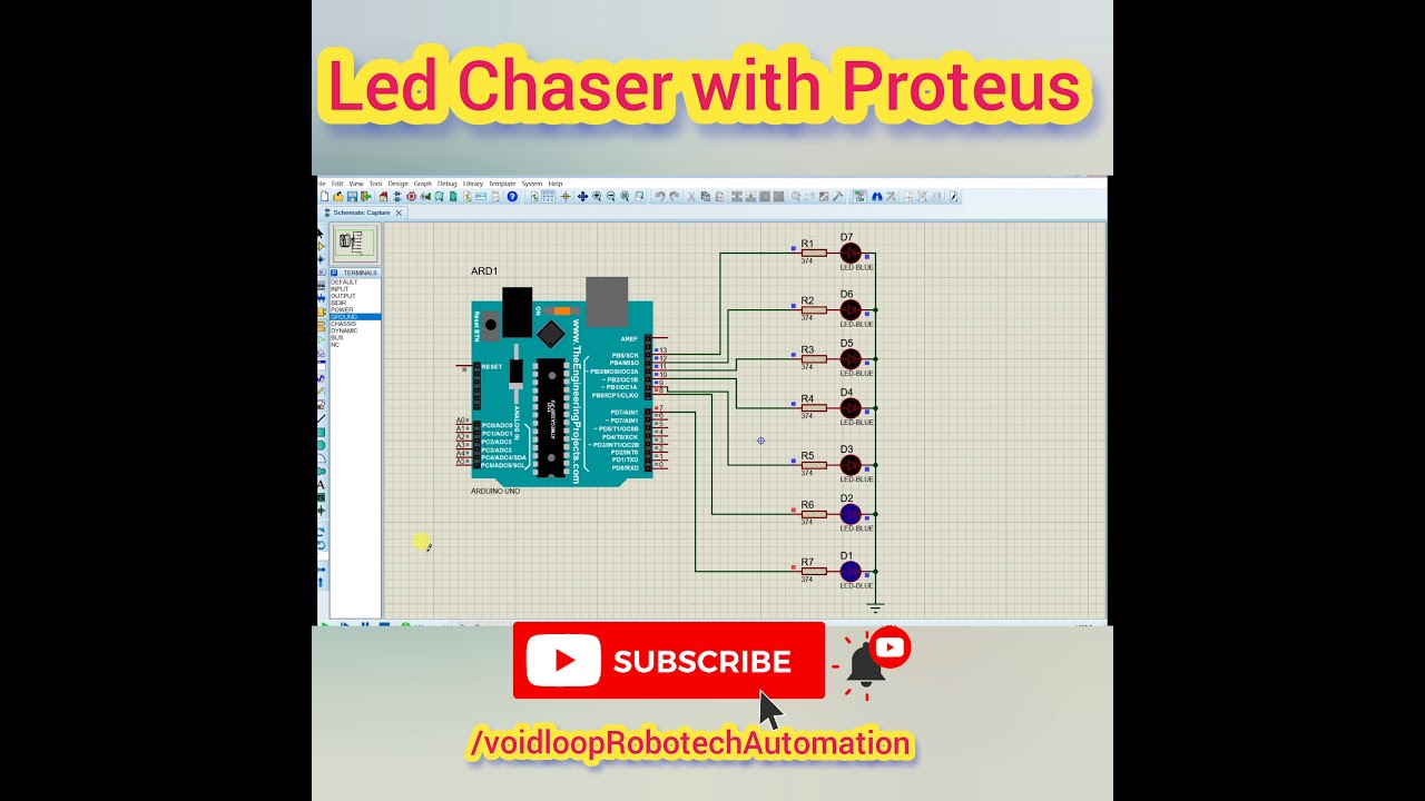 Led Chaser simulation with Proteus #demo #short