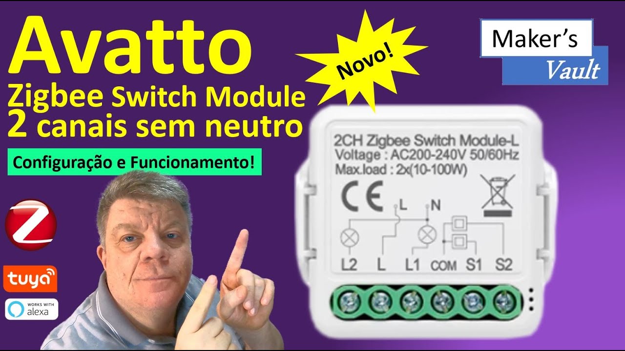 Avatto Mini Smart Switch Zigbee 2ch sem neutro: Configuração e Funcionamento Use com Alexa!