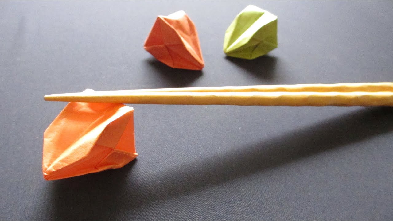 折り紙で作る箸置き~８月ほおづき~[How to ORIGAMI] Orijinal Winter cherry