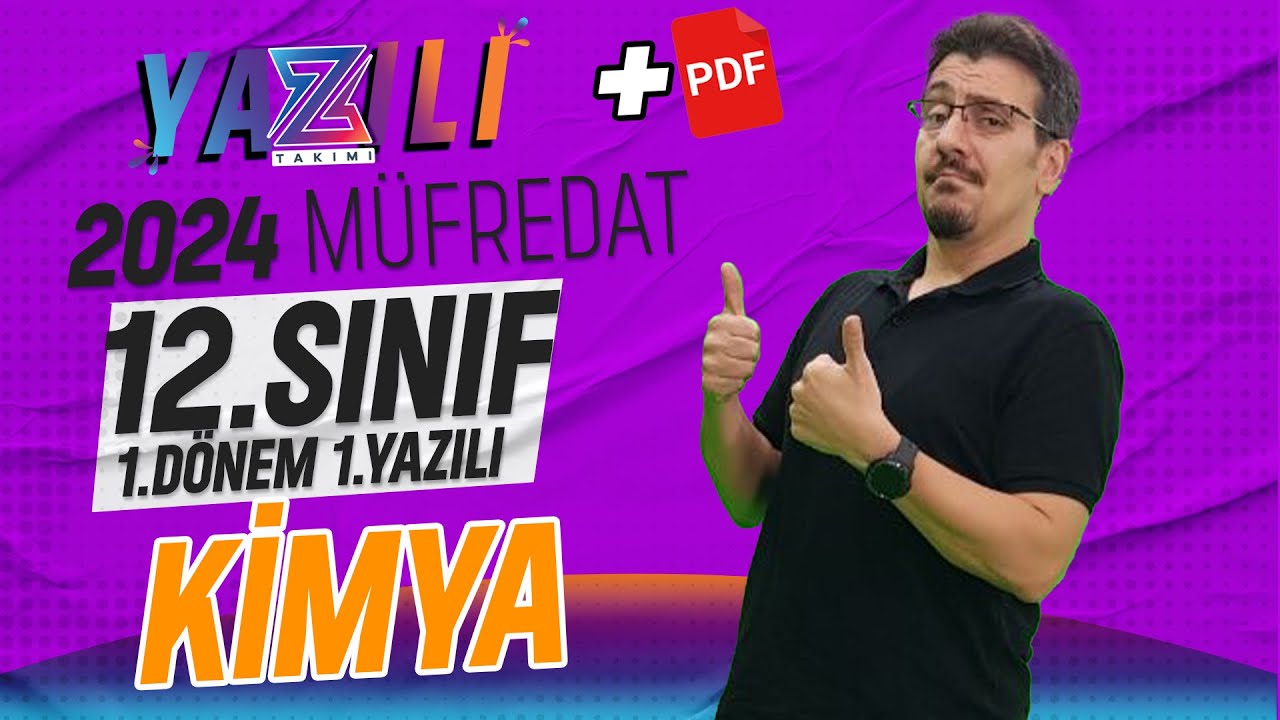 12.sınıf kimya 1.dönem 1.yazılı Sınavı | 2023-2024 Güncel Yazılı Formatı📂PDF