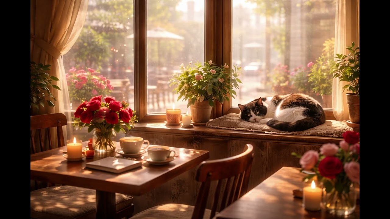 6 Hour Cozy Café Jazz 🎷 Relaxing Sunny Window Ambience for Study & Calm