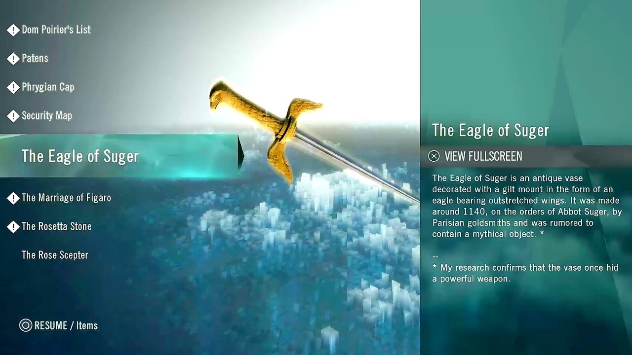 AC Unity Dead Kings DLC Suger's Legacy All puzzle solutions Eagle of Suger Sword