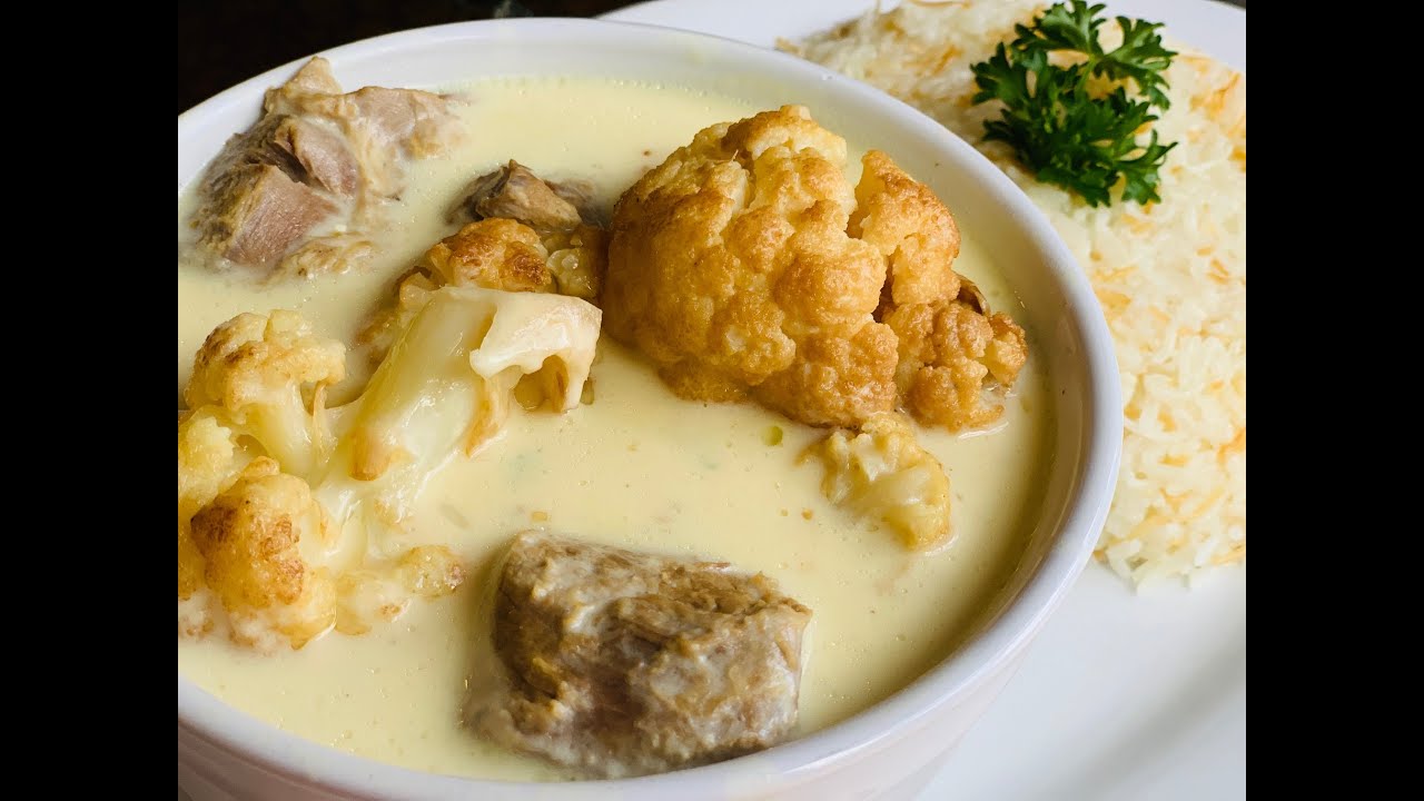Цветная капуста с йогуртовым соусом и бараниной/ Захра би Лабан
