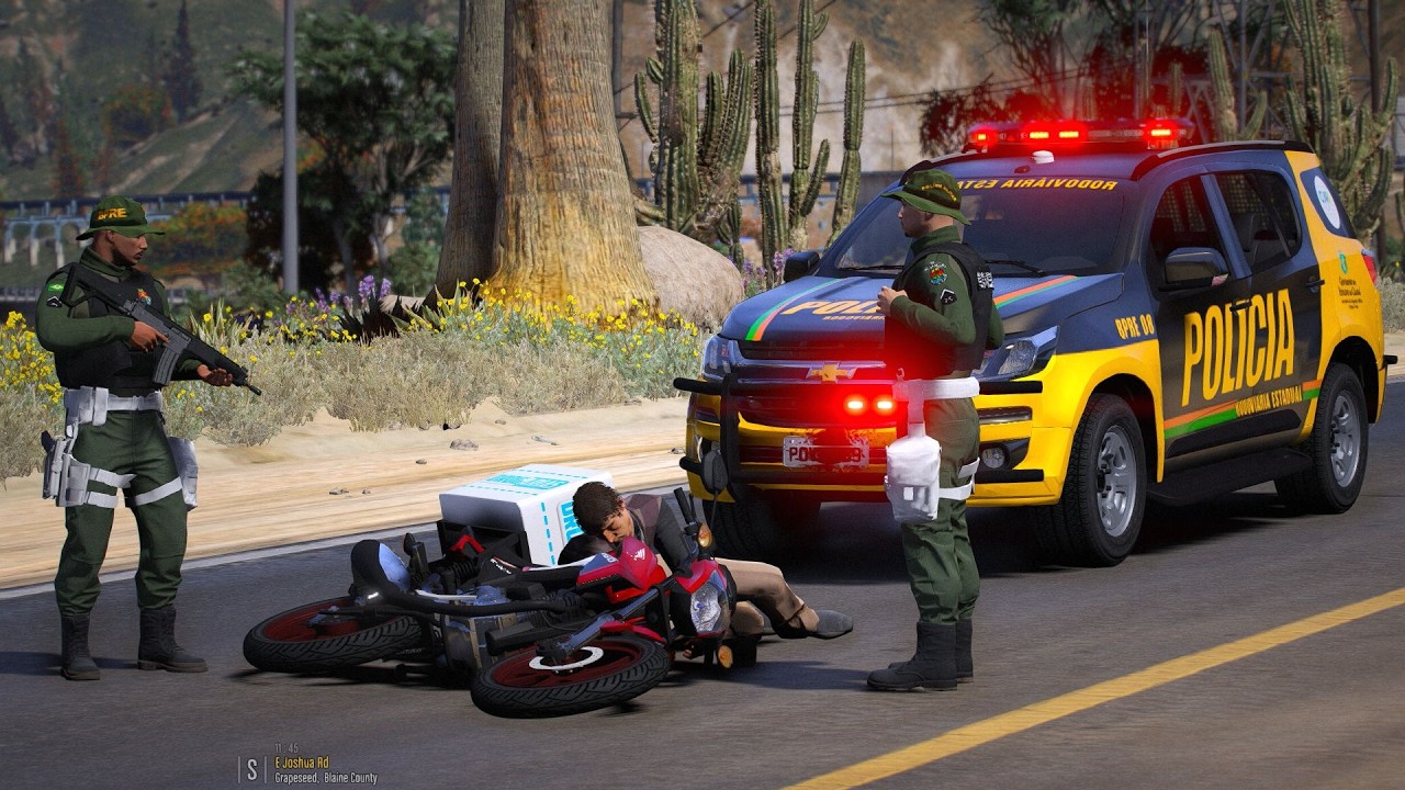 MOTOQUEIRO É 4LV3JADO AO TENTAR DAR FUGA DA POLÍCIA ESTADUAL | PMCE - POLICIA NO GTA 5