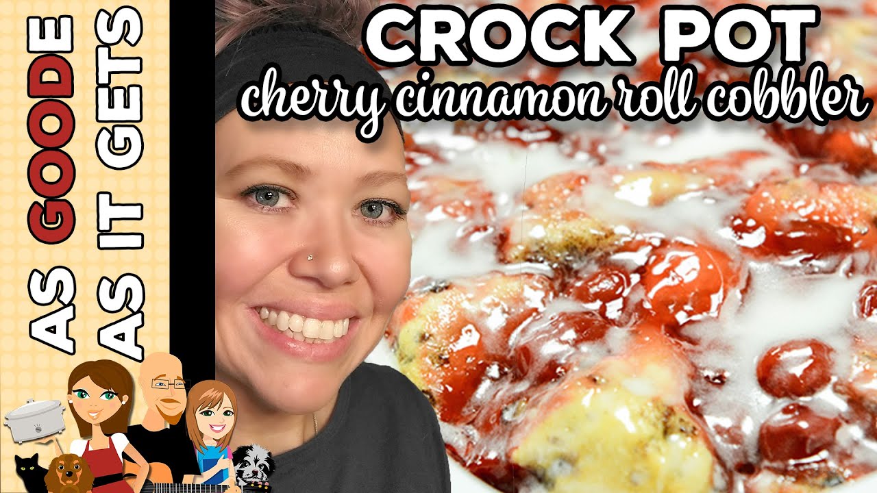 Crock Pot Cinnamon Roll Cherry Cobbler