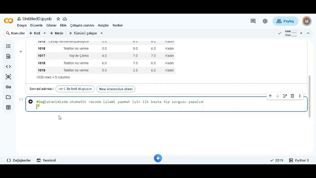 SPSS R VE PYTHON DA AUTOMATİC RECODE İŞLEMLERİ