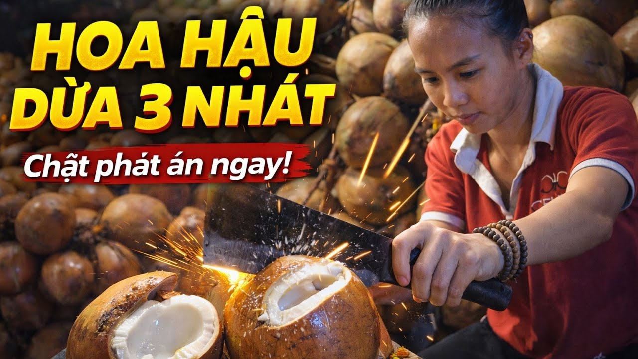 Hoa Hậu Dừa 3 Nhát – Em Gái Miền Tây Chặt Phát Uống Ngay”