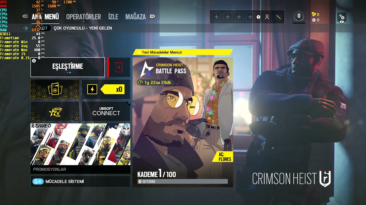 AMD Ryzen 3 4300GE Tom Clancy's Rainbow Six Siege FPS Test