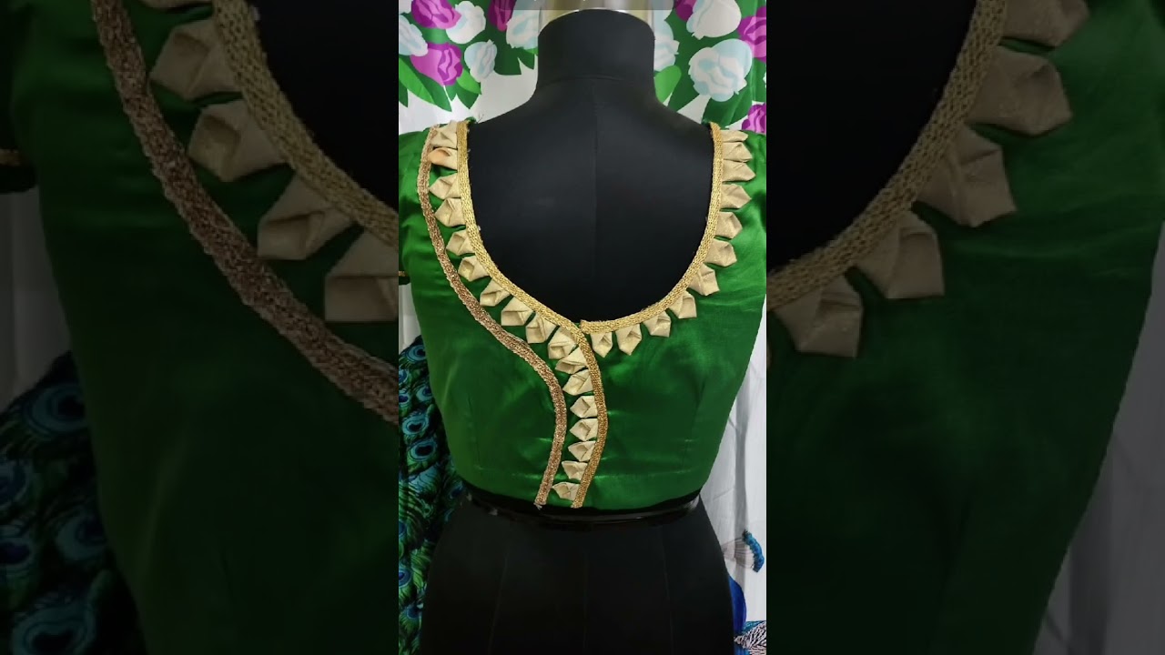 Green Plain Fabric Designer Blouse! 😍Simple  Lace Blouse Design