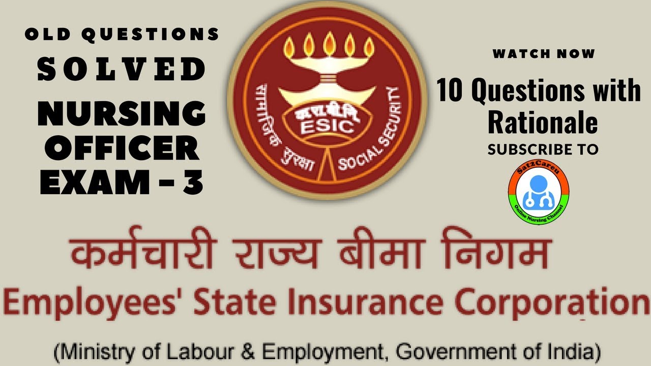 ESI   Staff Nurse Recruitment Exam Frequently Asked MCQ's
