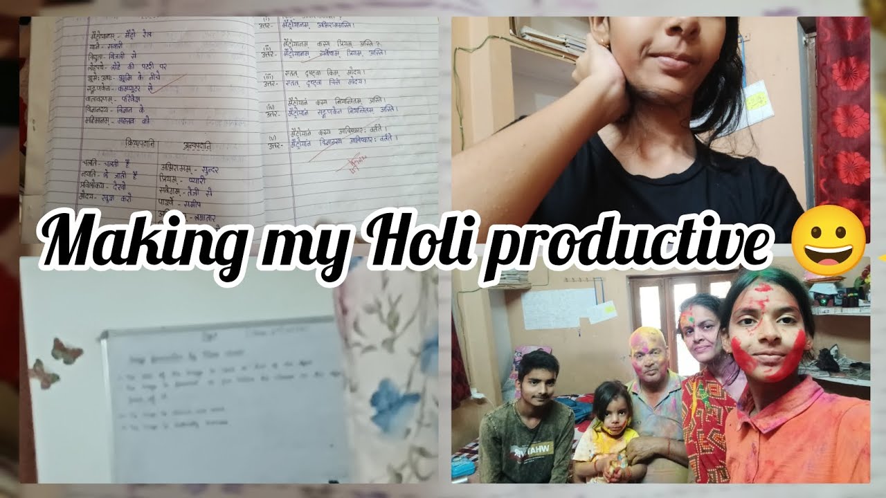 Studying on Holi festival 😴😀+holi celebration # rashi# exams # finals # motivation 