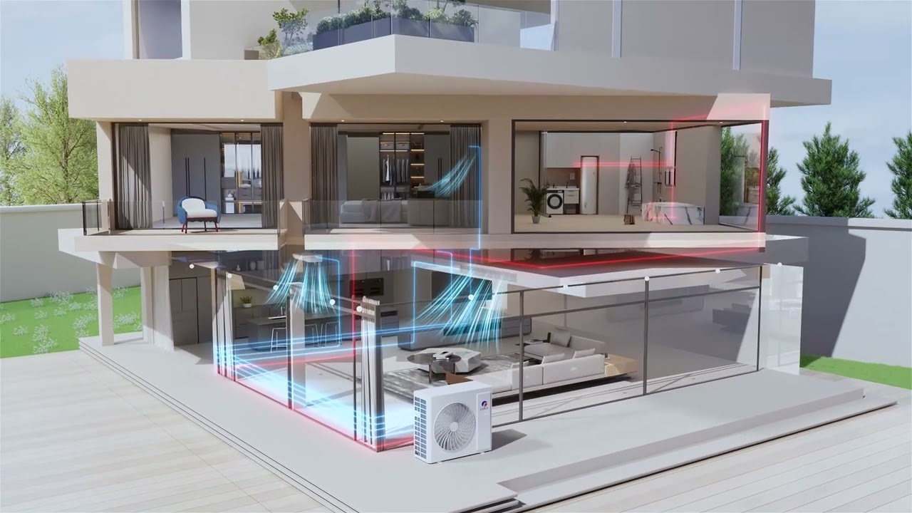 GREE ECOFLEX Multisplit Au&szlig;enger&auml;t mit Brauchwasserspeicher zur W&auml;rmer&uuml;ckgewinnung