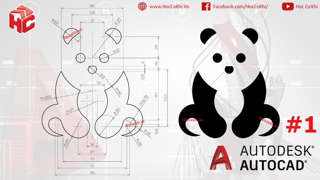 [hoccokhi] Bài tập autocad nâng cao - bài 01 | hướng dẫn vẽ con gấu