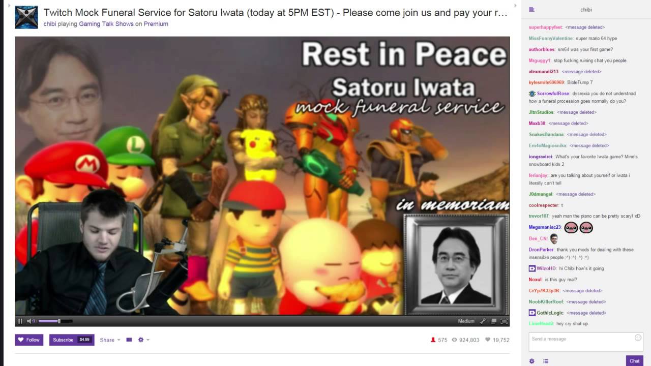 Chibi Mock Funeral Service for Satoru Iwata with Chat Reactions