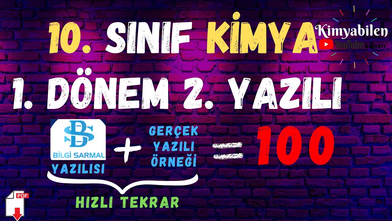 10. Sınıf Kimya 1. Dönem 2. Yazılı Örnek Senaryo Çözümleri - 10. SINIF KİMYA YAZILIYA HAZIRLIK