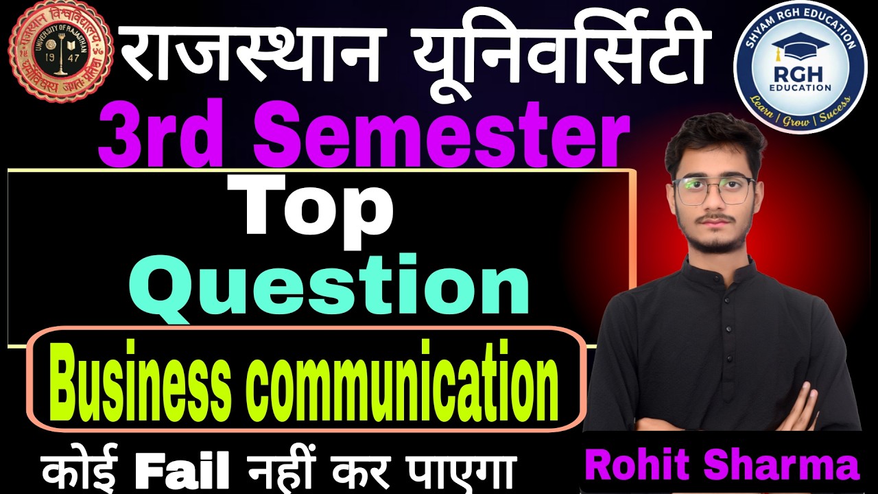 Business Communication Top Questions 🔥 | Rajasthan University 3rd Semester | RU Exam