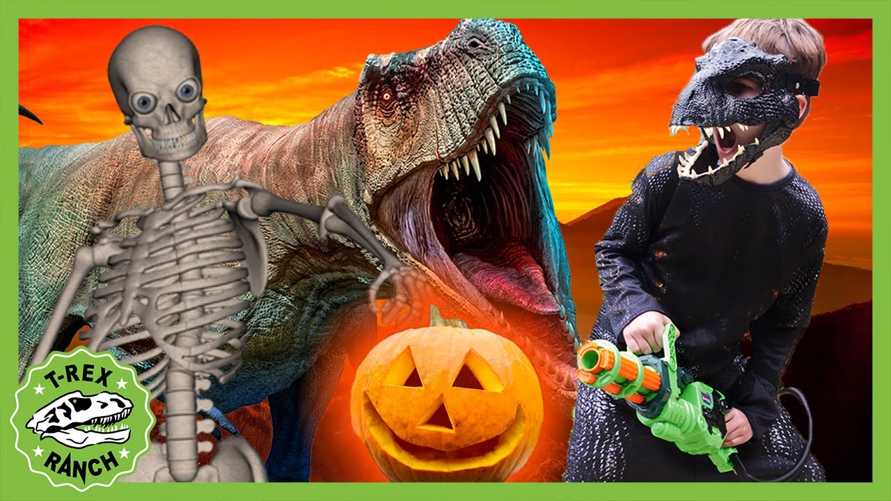 T-Rex Ranch Halloween Special | Skeletons and Dinosaurs Attack! Videos for Kids!