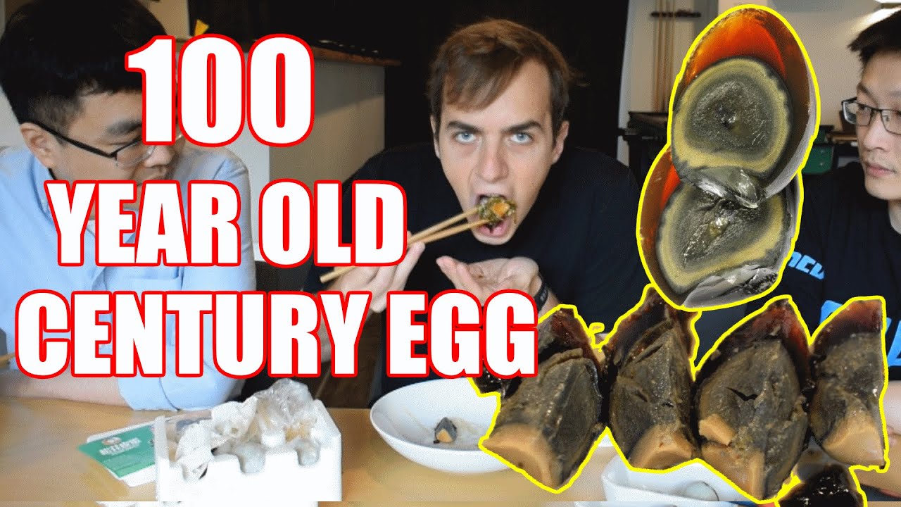EATING 100 YEAR OLD CHINESE CENTURY EGGS (TASTE TEST / CHALLENGE)