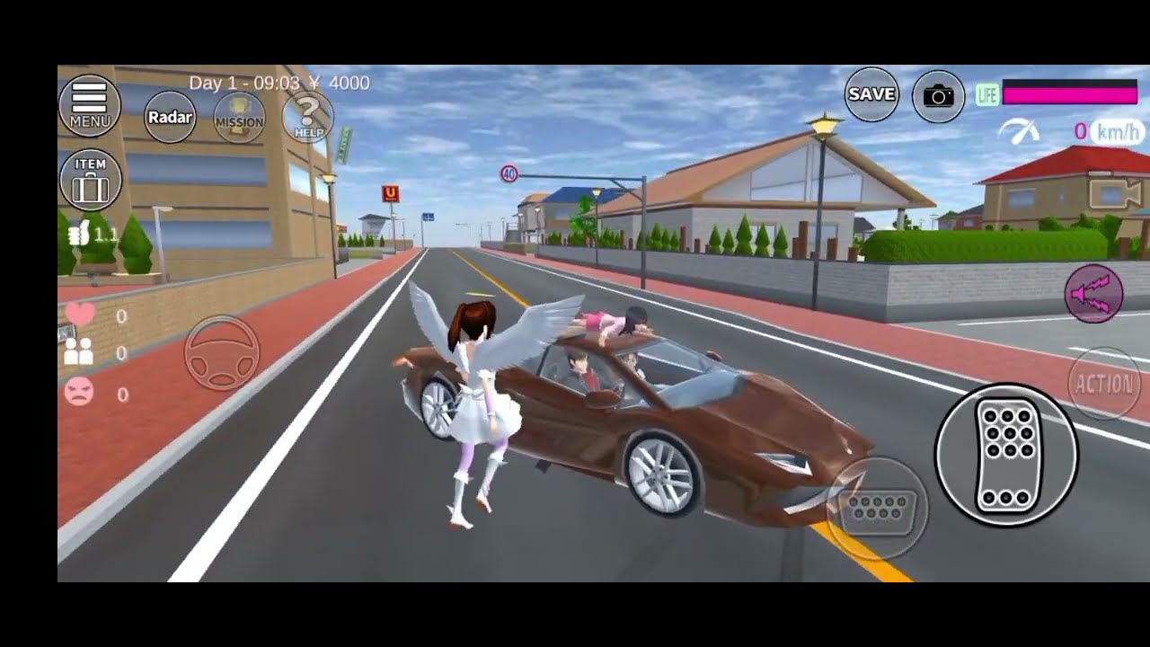 Sakura cartoon school simulator game police car accident 😲