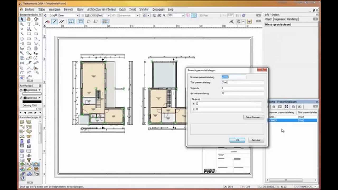 Aanmaken en gebruiken presentatielagen in Vectorworks