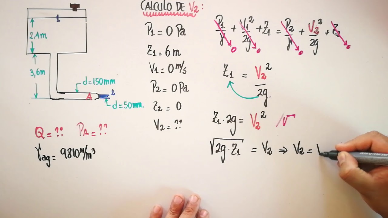 Ecuación de Bernoulli -Cálculo  de flujo volumetrico y presión-02