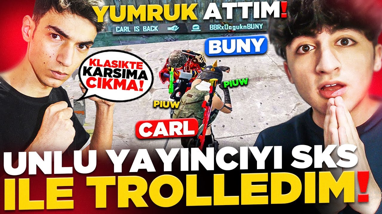 HİÇBİR YAYINCI SENİ YENEMEDİ! BEN YENERİM DİYEN YAYINCIYI SKS İLE TROLLEYİP YUMRUKLADIM!-PUBG Mobile