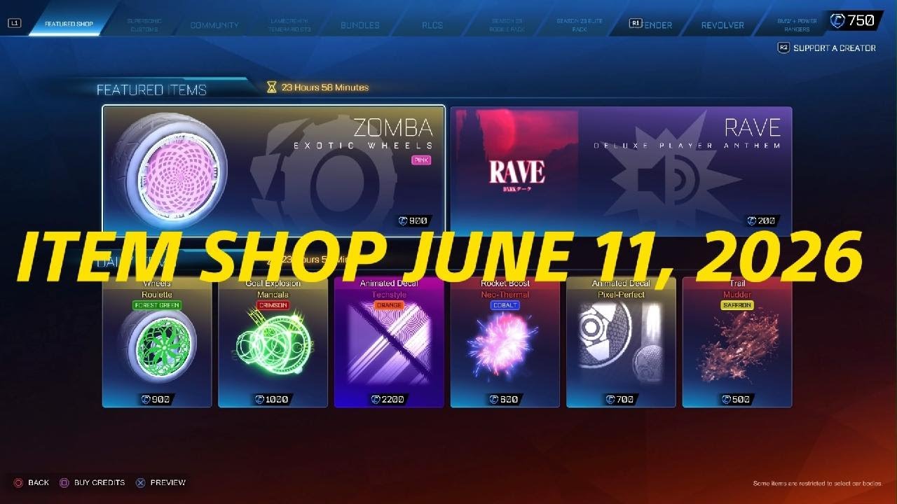 Rocket League ITEM SHOP JUNE 11, 2026