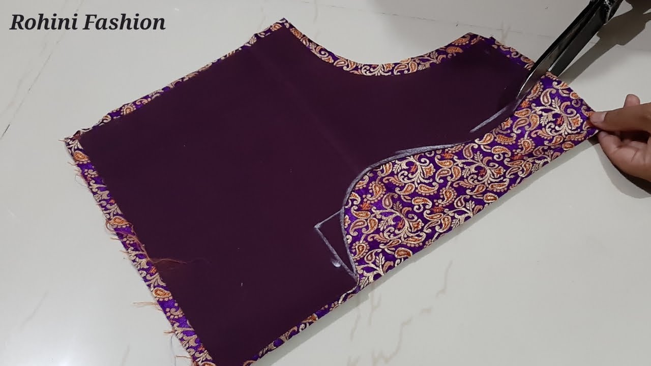 Beautiful patchwork blouse back neck design|cutting and stitching back neck.
