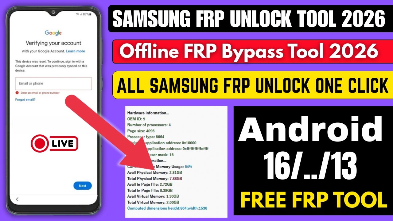 All Samsung FRP Bypass Unlock Tool 2026 | FRP Unlock Offline Tool | Remove Google Lock Free Method
