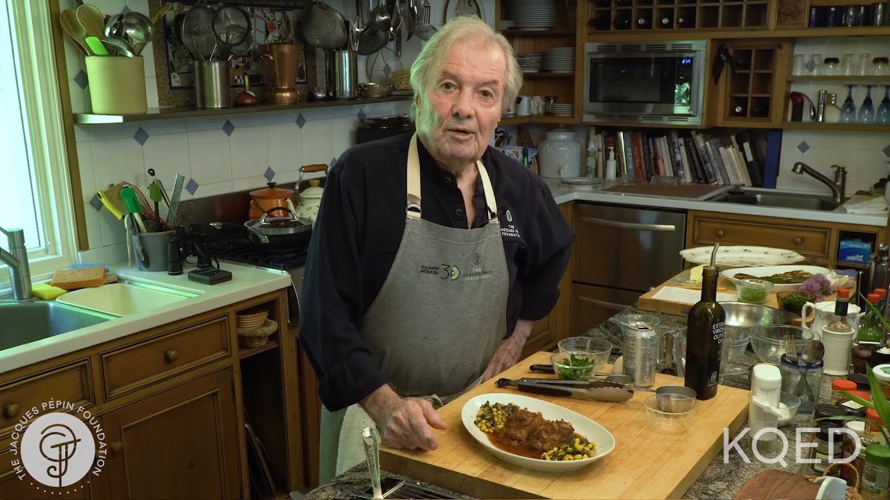 Pork Tenderloin Steak with Mushrooms and Corn | Jacques P&eacute;pin Cooking At Home | KQED