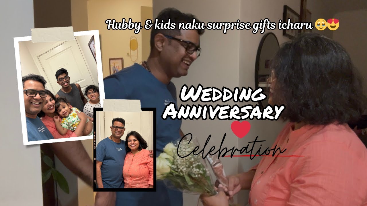 #vlog || wedding anniversary celebration ❤️|| hubby & kids naku ichina surprise gifts🥹😍|| Lucia day