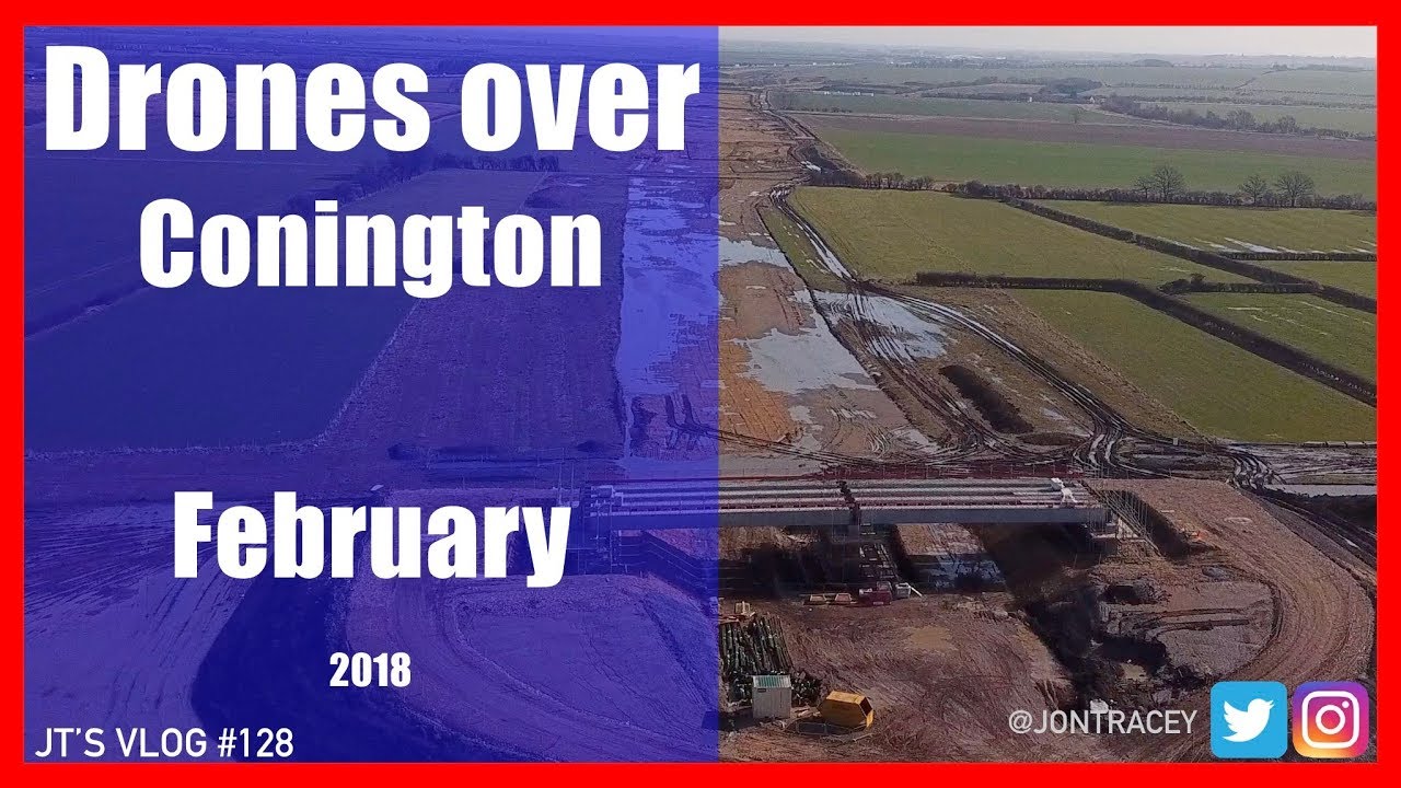 Drones over Conington - Building the new A14 - February 2018
