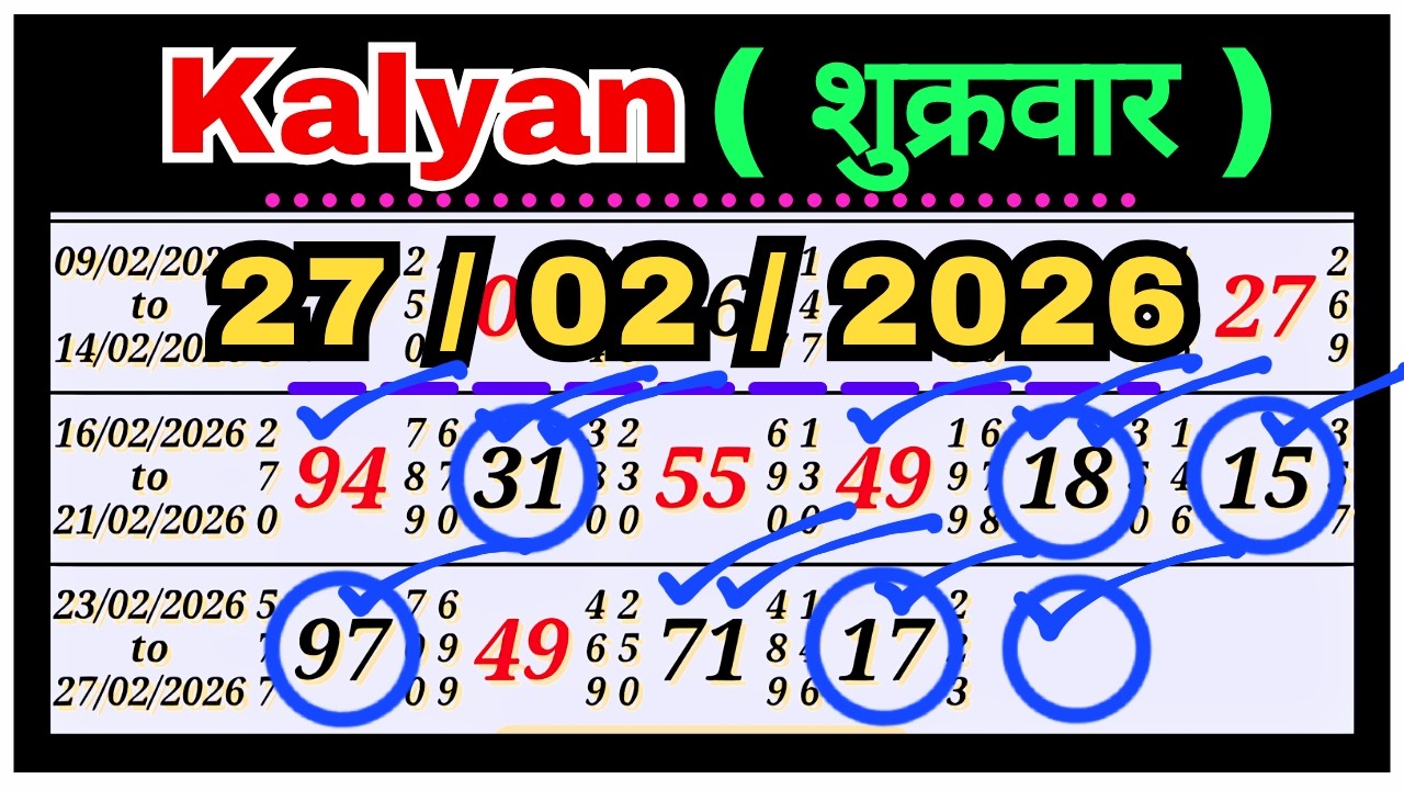KALYAN MATKA 27/02/2026 FULL CALCULATION BY SATTA TRICK TODAY
