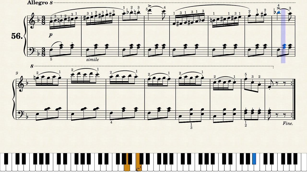 체르니 초급 연습 100곡 No.56 | Czerny Op.599 No.56 (Practical Exercises For Beginners)