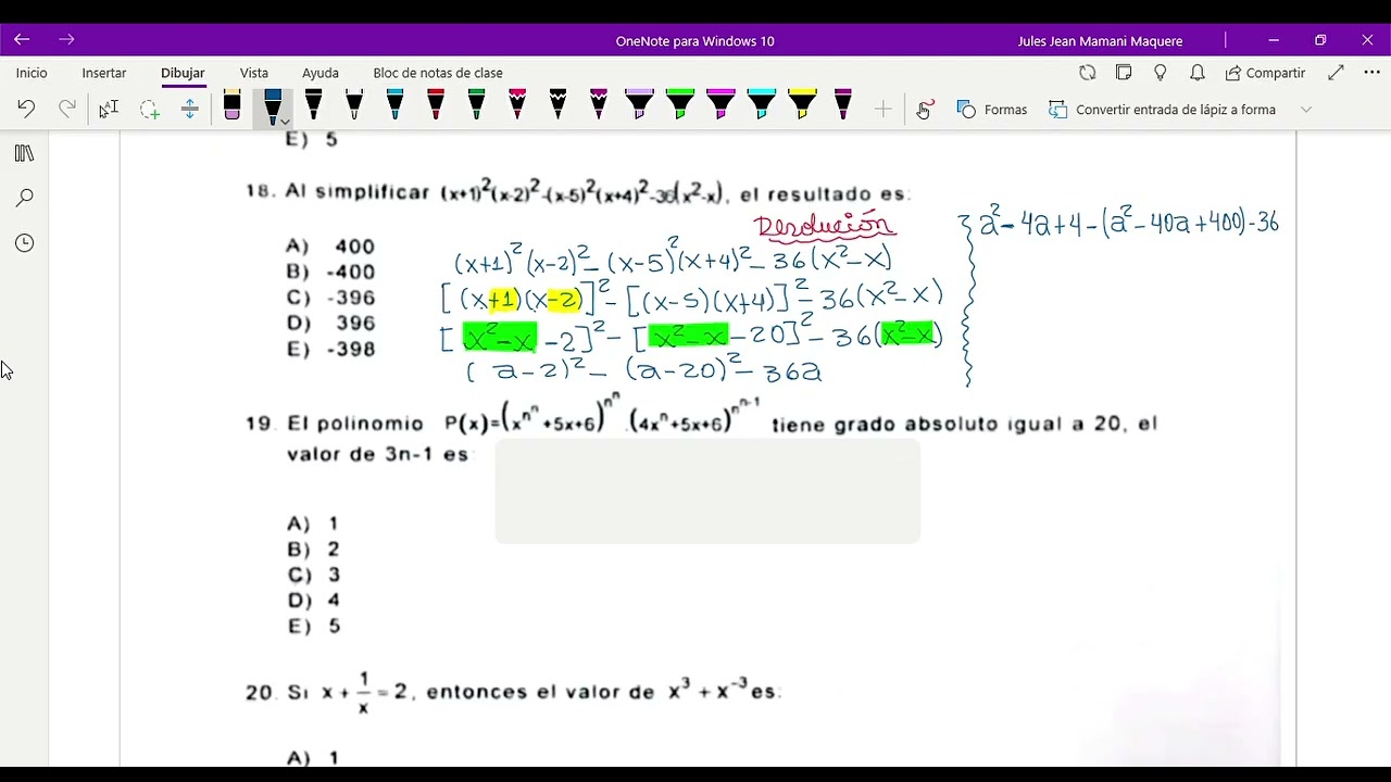 SOLUCIONARIO DE ALGEBRA