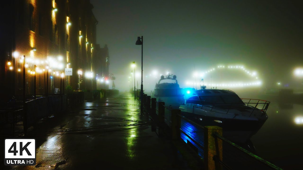 Peaceful Walk in misty Helsinki Streets & Harbour at Dawn | 4K Slow TV