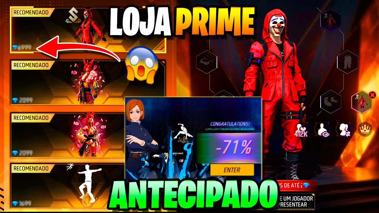 NOVA LOJA PRIME, ACESSO LOJA MISTERIOSA, VOLTA TOP CRIMINAL E INCUBADORA, NOVIDADES FREE FIRE